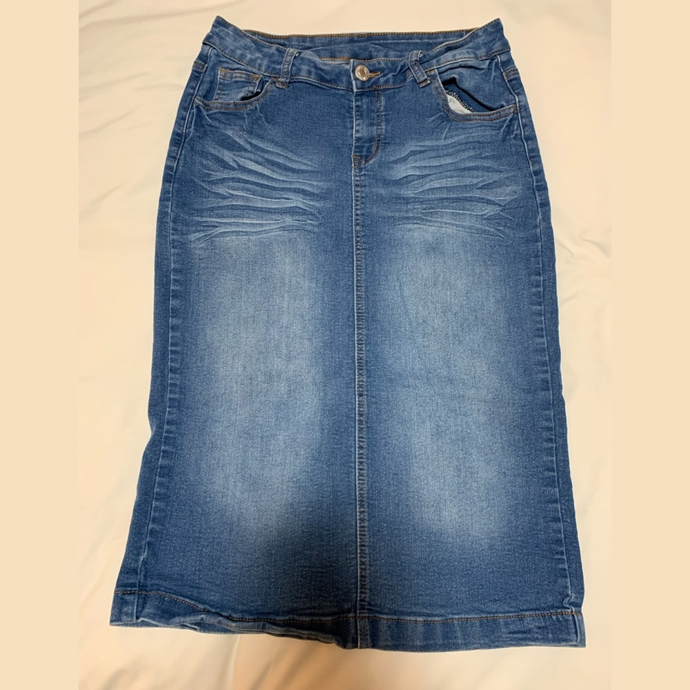 Denim midi skirt
